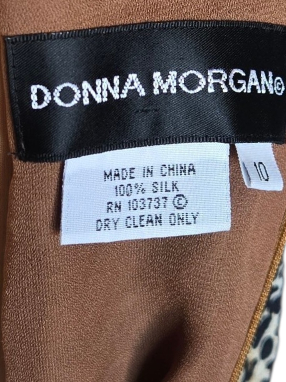 Donna Morgan Silk Leopard Print Halter Midi Dress With Cinch Ring Sz 10 - Picture 6 of 6